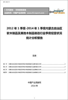 2012-2014年1季度內(nèi)蒙古自治區(qū)軟木制品及其他木制品制造行業(yè)經(jīng)營(yíng)狀況分析季報(bào)